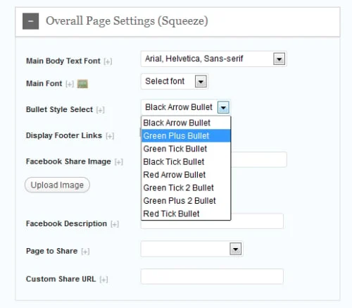 OptimizePress Sqeeze Page Settings