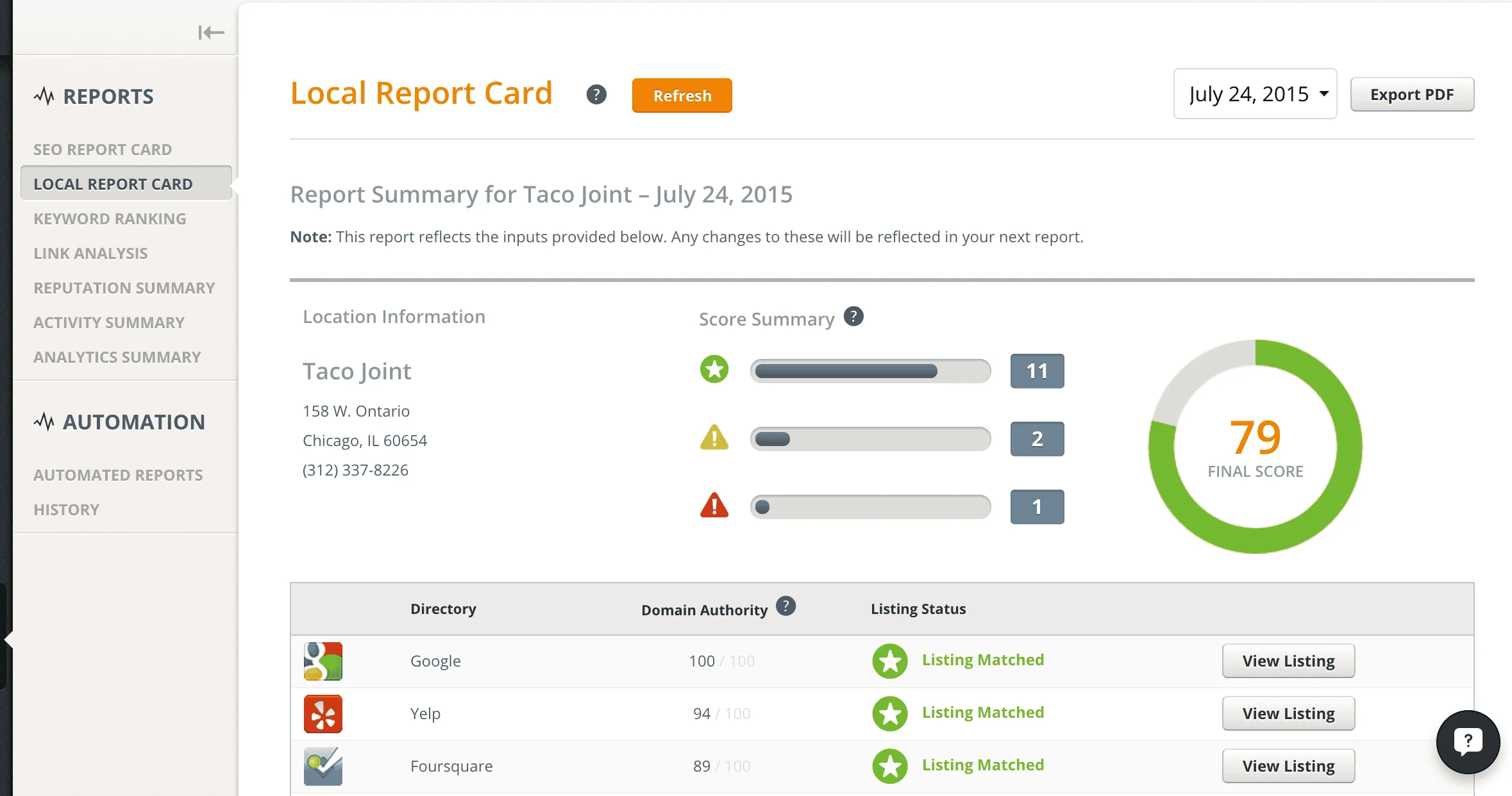 UpCity SEO Tool