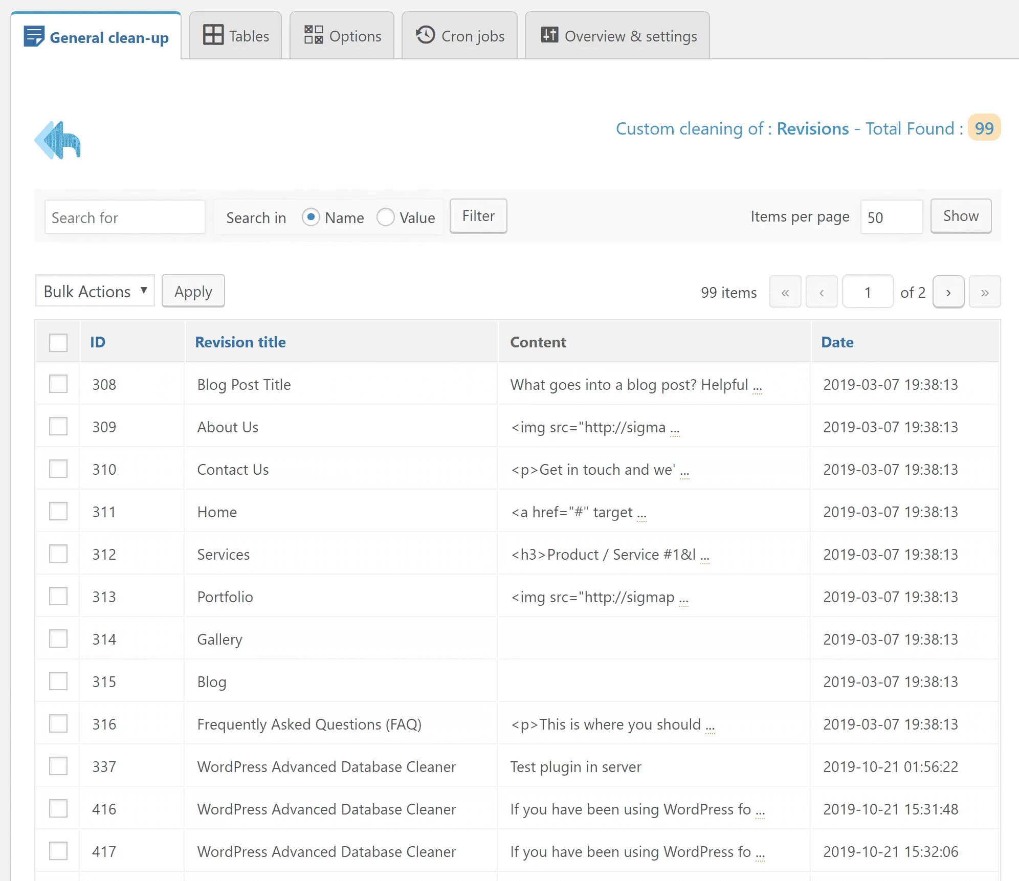 Advanced Database Cleaner WordPress Plugin
